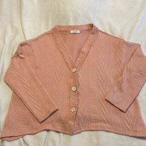 Pink Cherish wood button down light sweater size Large.